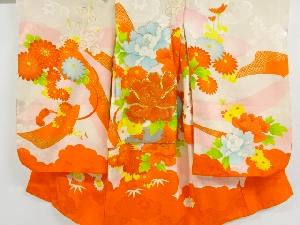 アンティーク　花籠模様刺繍着物